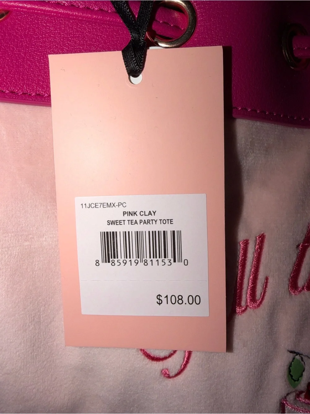 Juicy Couture Spill the Juicy Tea Daydreamer Sweet Tea Party Tote Pink Clay NWT - Picture 3 of 7